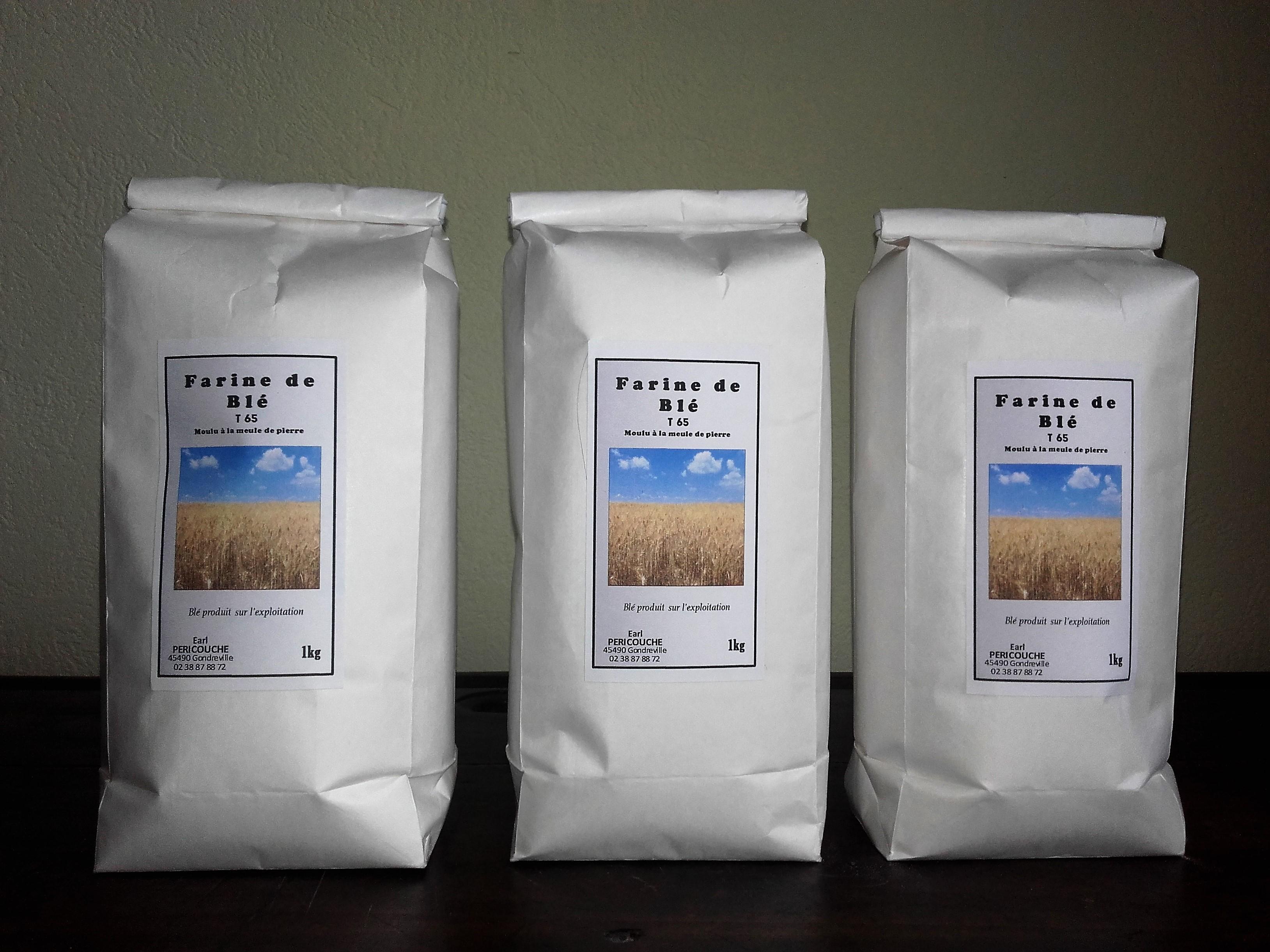 Farine de blé, T 65, sac 1 kg
