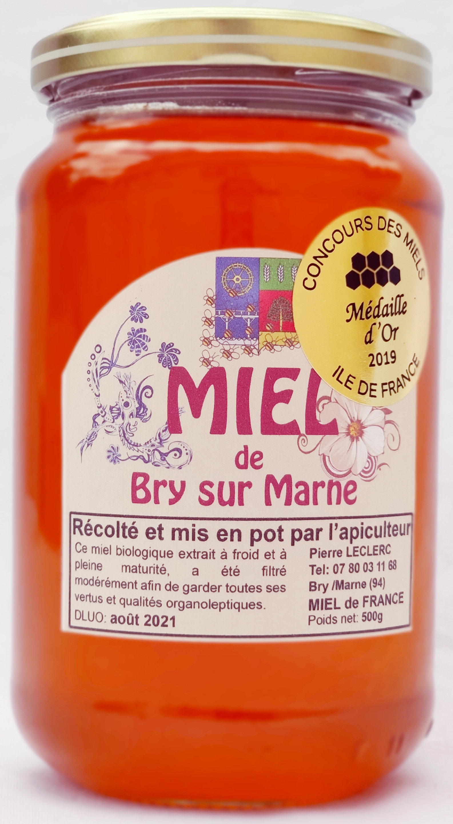 Miel toutes fleurs Médaille d'or 2019 au concours des miels Ile de France et de la Métropole du Grand Paris