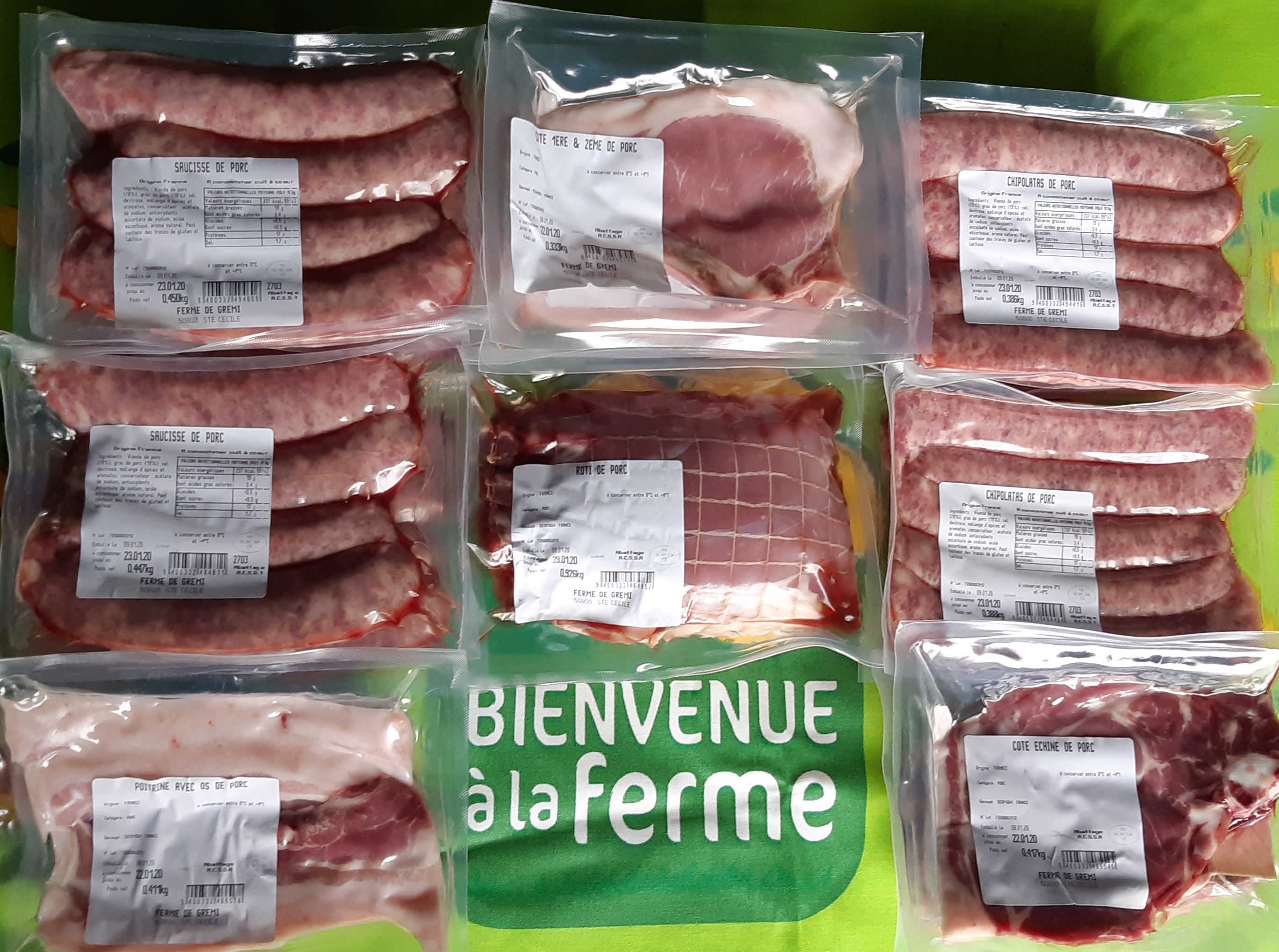 Colis Viande de Porc de "Bayeux",100% Plein Air 
