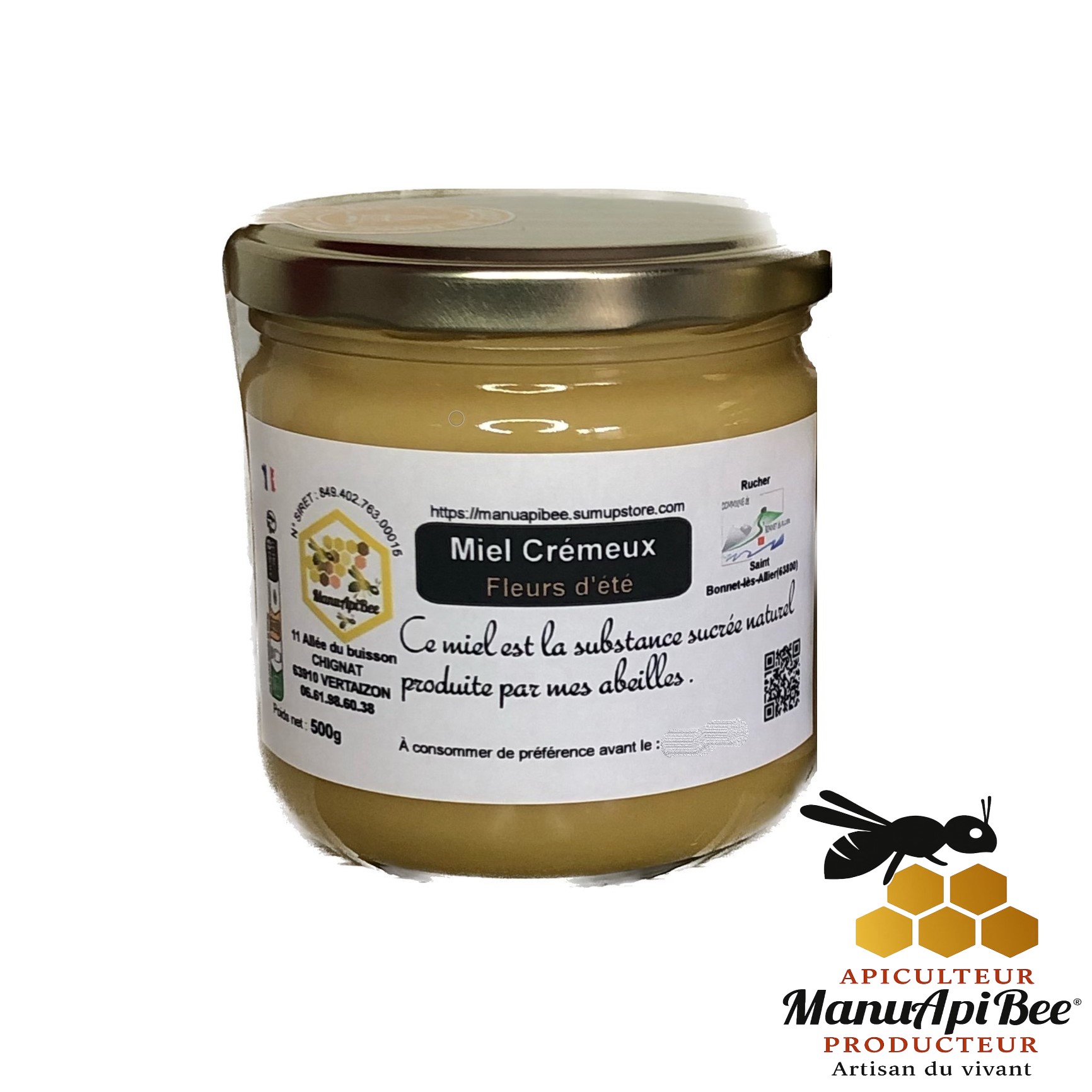 Miel Fleurs d'été Crémeux-(Pot de 500g)