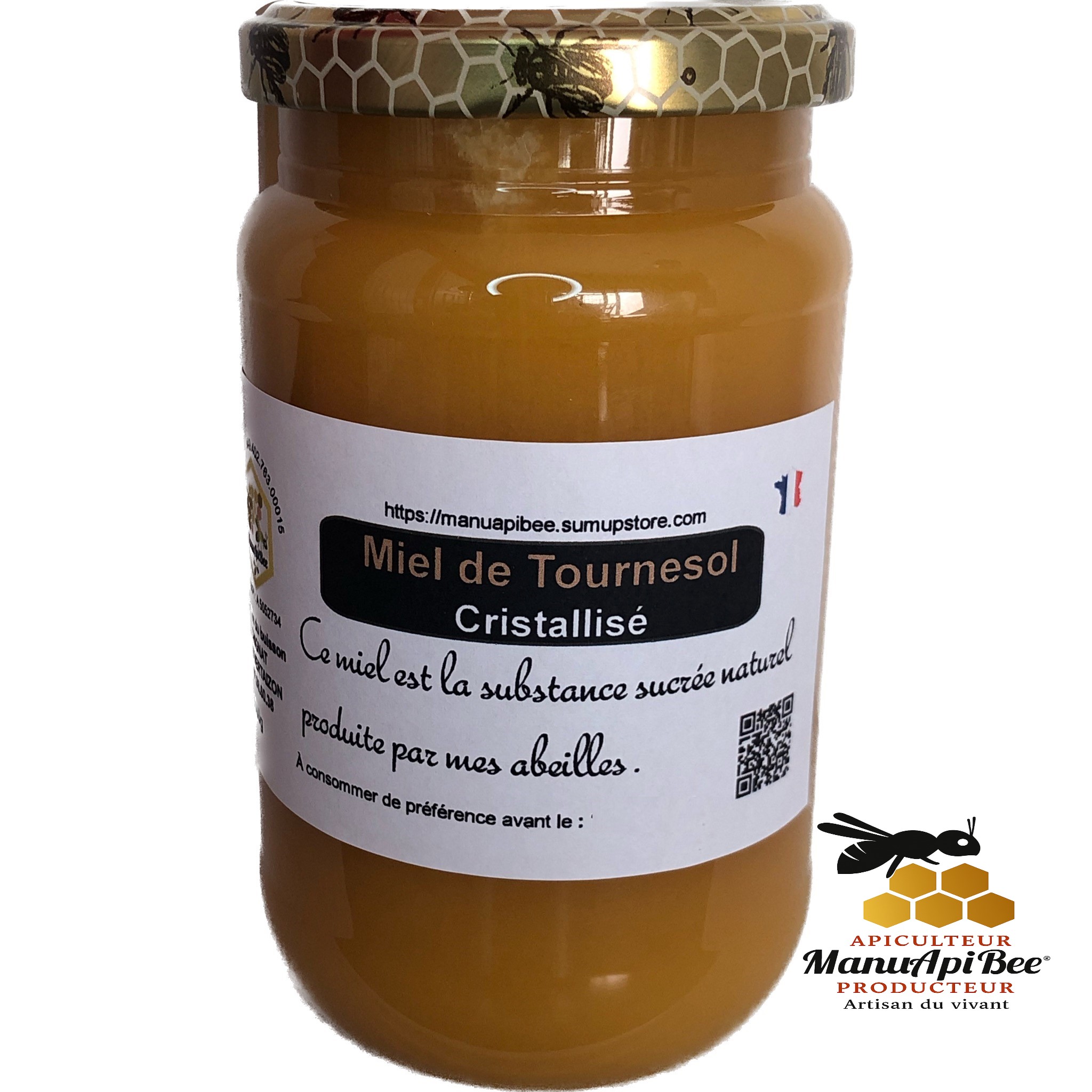 Miel de tournesol cristallisé-(Pot de 500g)