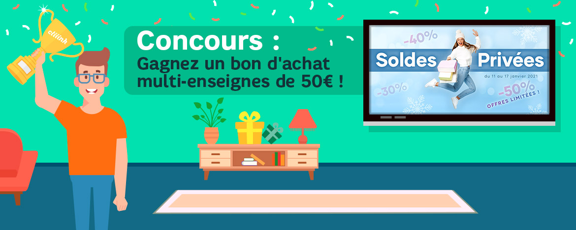 Tentez de gagner un bon d'achat de 50€ ! Tentez de gagner un bon d'achat de 50€ !